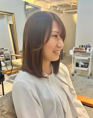 ミディアム 目を惹く艶髪/髪質 改善カラー🤎ぐっちのヘアスタイル