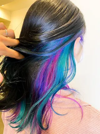 ロング カラー ハイライト/ブリーチ バレイヤージュ関佳祐のヘアスタイル