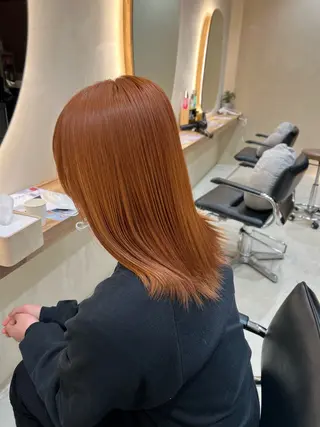 セミロング 縮毛矯正/ ケアブリーチ/モカのヘアスタイル