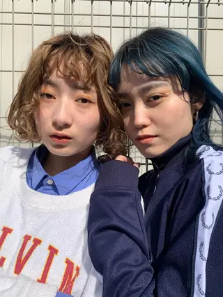 ショート カラー パーマ なかの りなのヘアスタイル