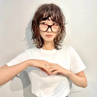 ミディアム パーマ Hiroto/表参道 /暗髪/モード♠️のヘアスタイル