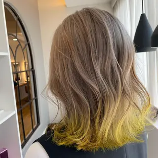 ミディアム ブリーチ毛矯正.髪質 改善.髪にドラマをのヘアスタイル