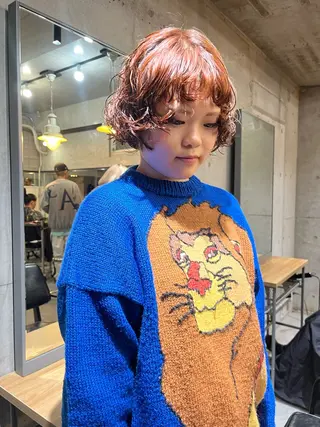 ショート カラー パーマ ハイトーン/顔まわり レイヤー/YUKAのヘアスタイル