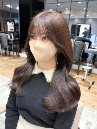 セミロング カラー 顔周り/くびれヘア 韓国ヘア💕風間るなのヘアスタイル