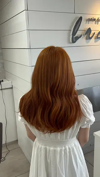 セミロング カラー ヘアアレンジ インナー×縮毛矯正 ピンクカラー澤井里菜のヘアスタイル