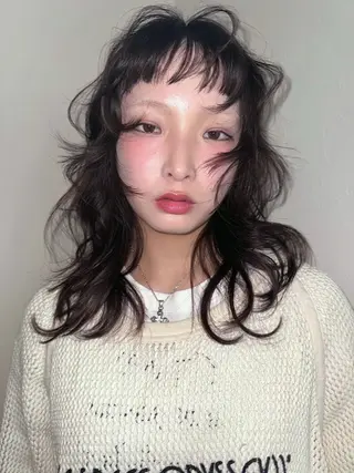 ミディアム カラー ヘアアレンジ 丸山渉/パーマ エフェクトブリーチのヘアスタイル