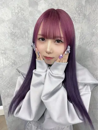 ロング カラー 寒色アイドルカラー JUNOチナツのヘアスタイル