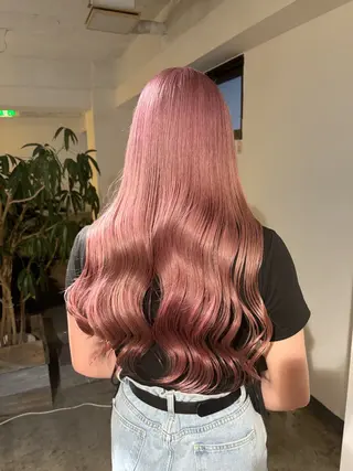 セミロング カラー 暖色カラー🍒 ケアブリーチ/akiのヘアスタイル