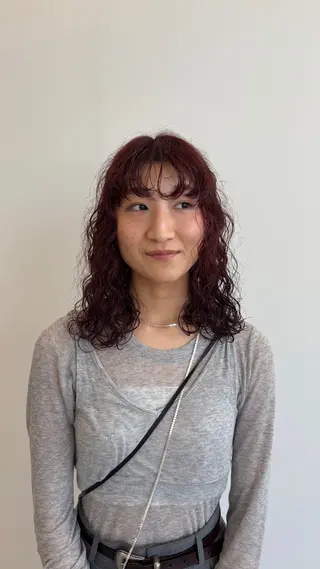 ミディアム カラー パーマ 0:00/japon所属・森川 希莉江のヘアスタイル
