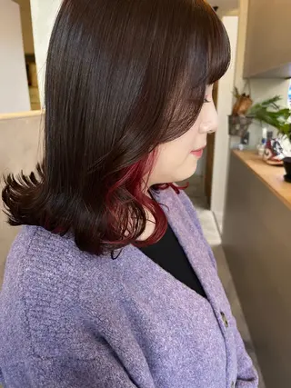 セミロング カラー Salon de  COCO所属・Yuka /ツヤカラー✨のヘアスタイル