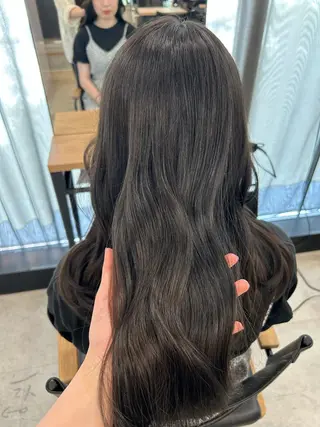 セミロング 女性らしいモテヘア 韓国ヘアhikariのヘアスタイル