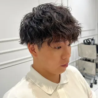 ショート メンズ パーマ 若白髪ボカシ/パーマ 藤川時也のヘアスタイル