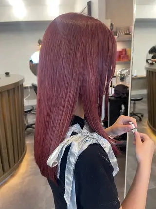 カラー 博多ブリーチ× 透明感/縮毛矯正のヘアスタイル