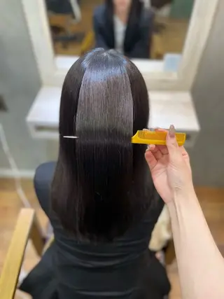 セミロング 赤み消しカラー ‪ꔛ‬艶髪作りますのヘアスタイル