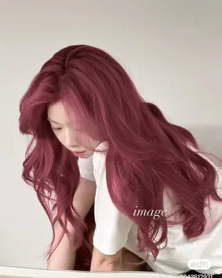 ロング カラー ヘアアレンジ 中韓🇰🇷暖色/ ワインレッド/らいるのヘアスタイル
