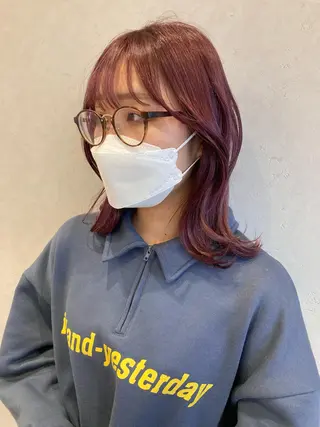 ミディアム カラー nono/パーマ /顔まわりカット🐈のヘアスタイル