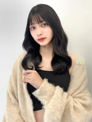 セミロング 韓国ヘア♡ 顔まわりカットayaのヘアスタイル