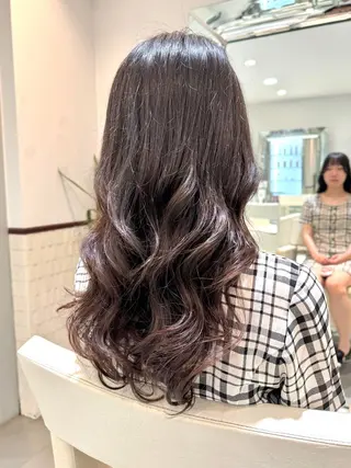 ロング パーマ コテ巻き風パーマ/ キミシマカイトのヘアスタイル