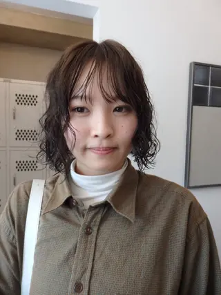 ミディアム カラー パーマ 彩葉/カットモデル 伏見・栄のヘアスタイル