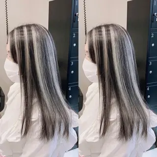 ロング カラー オフホワイトアンドなんば所属・福西 洋斗のヘアスタイル