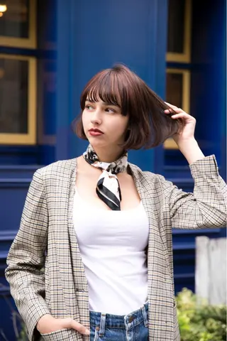 ショート カラー パーマ シンプル+αな デザインを 松崎陸のヘアスタイル