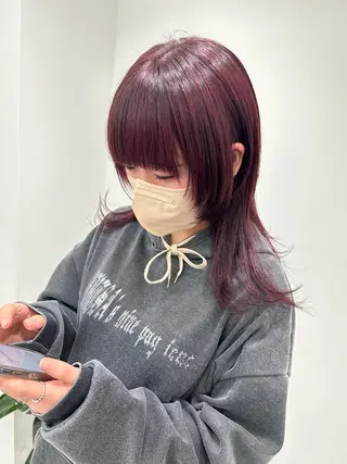 セミロング カラー レイヤー ハイトーン 暖色⭐︎KANAKOのヘアスタイル