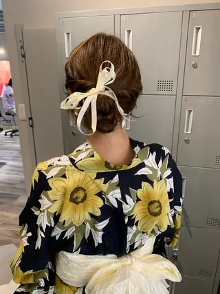 セミロング ヘアアレンジ ブリーチ/アレンジ 天満/chihiroのヘアスタイル