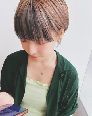ショート カラー パーマ ヘアアレンジ メンズ キッズ ネイル マツエク・マツパ ショート/ボブ/ パーマ/柏原良亮のヘアスタイル