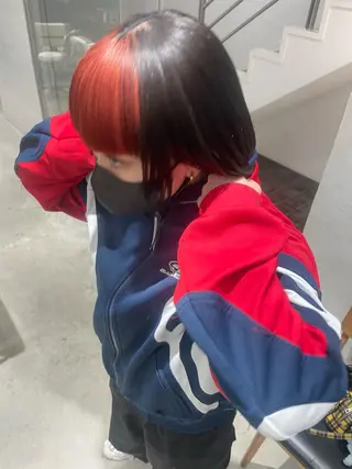 ミディアム カラー スパイラルパーマ 🌐hina⭐️のヘアスタイル