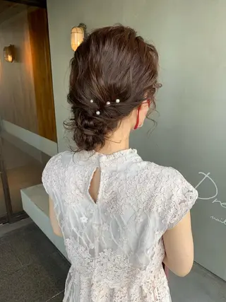 セミロング ヘアアレンジ ブリーチ/アレンジ 天満/chihiroのヘアスタイル