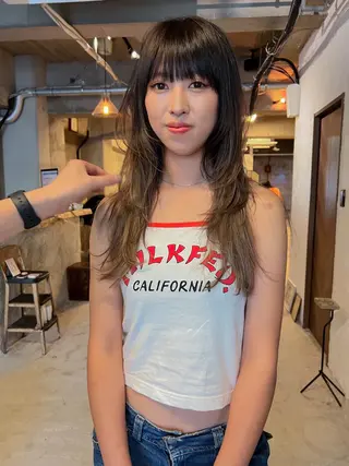 ロング カラー パーマ/レイヤー 岩山丈一郎のヘアスタイル