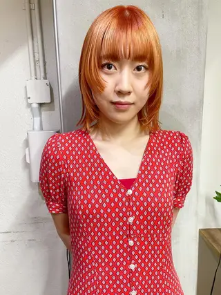 ミディアム カラー ヘアアレンジ 丸山渉/パーマ エフェクトブリーチのヘアスタイル