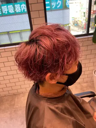 ショート カラー メンズ メンズパーマ/ スパイラル　渡邉凌のヘアスタイル