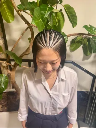 ショート airi🌺アレンジ &コーンロウ✨のヘアスタイル