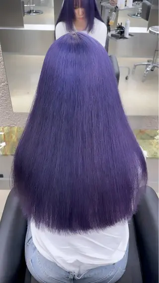 ロング カラー ハイトーン/ 縮毛矯正のヘアスタイル