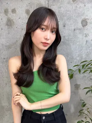 ロング カラー パーマ ヘアアレンジ メンズ キッズ 新宿/小顔レイヤー/ 顔まわり/西慶太朗のヘアスタイル