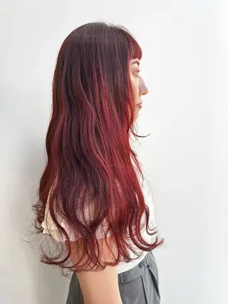 ロング カラー ヘアアレンジ 🥀暖色韓国ヘア💕 保科侑花のヘアスタイル