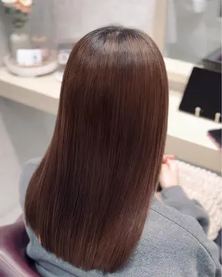 ミディアム カラー パーマ suzuka/透明感 カラー 美髪縮毛矯正のヘアスタイル