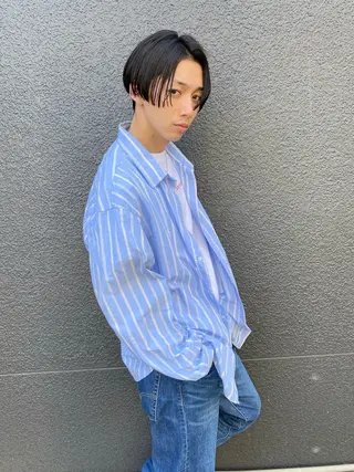 ミディアム パーマ メンズ 高比良 剛のヘアスタイル
