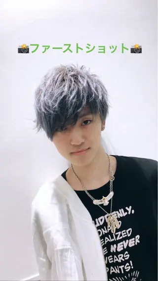 ミディアム カラー メンズ IwAsh中山所属・✂︎中山ブリーチ・ パーマ✂︎露木智也のヘアスタイル