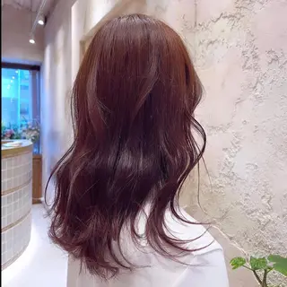 セミロング カラー 川井麻由🎀アイドル 量産🎀ピンクカラーのヘアスタイル