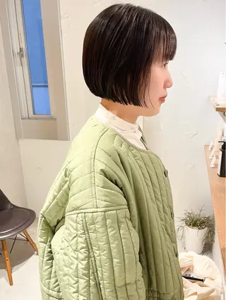 ショート 似合わせぷつっとボブ 縮毛矯正 久保田彩菜のヘアスタイル