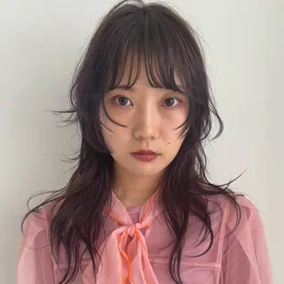 ミディアム カラー ふみさん/ブリーチ/ ボブ/ウルフのヘアスタイル