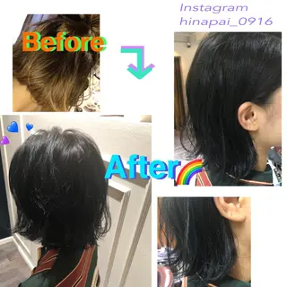 ミディアム カラー ヘアアレンジ 梅田ハイトーン チダ ヒナノのヘアスタイル