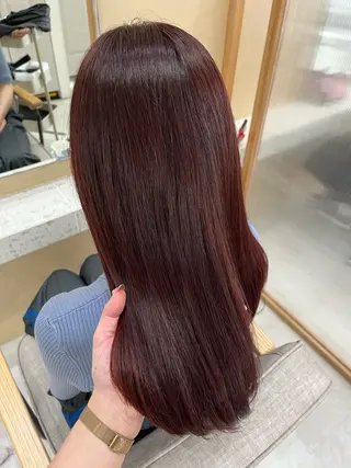 セミロング カラー ヘアアレンジ 🥀暖色韓国ヘア💕 保科侑花のヘアスタイル
