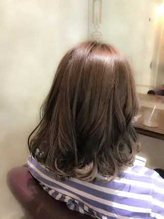 ミディアム カラー パーマ ヘアアレンジ 🌈髪質改善💕 縮毛矯正✨青木まで✨のヘアスタイル
