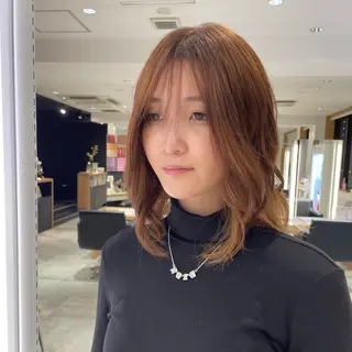 セミロング カラー 長町/酸性ストレート /曲がる縮毛矯正のヘアスタイル