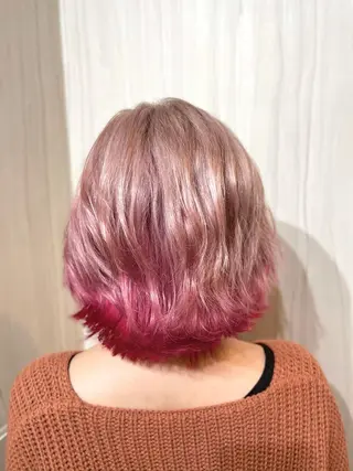 ミディアム ヘアアレンジ ⭐️柏木皇気ブリーチ ムラ修正/他店直しのヘアスタイル