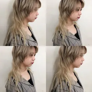 セミロング カラー エクステ ハイトーン 💭黒崎ハルカのヘアスタイル