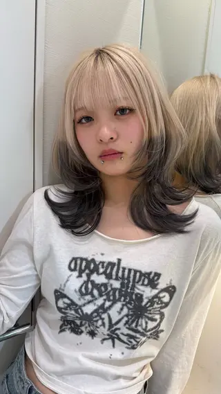 ミディアム カラー ダブルカラー 韓国ヘアKYONのヘアスタイル